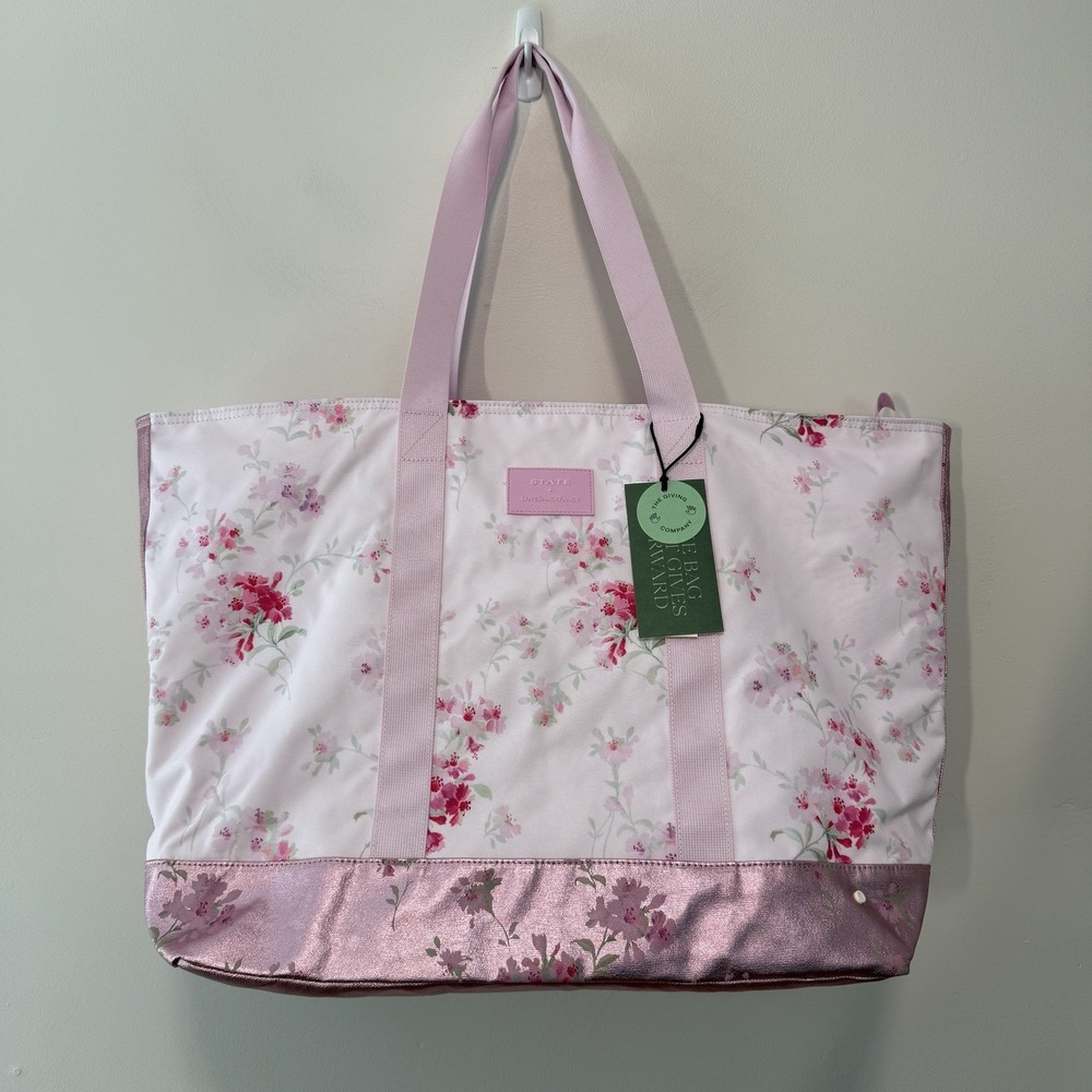 Loveshackfancy x State NWT Graham XL Pink Floral Large Tote Overnight Bag